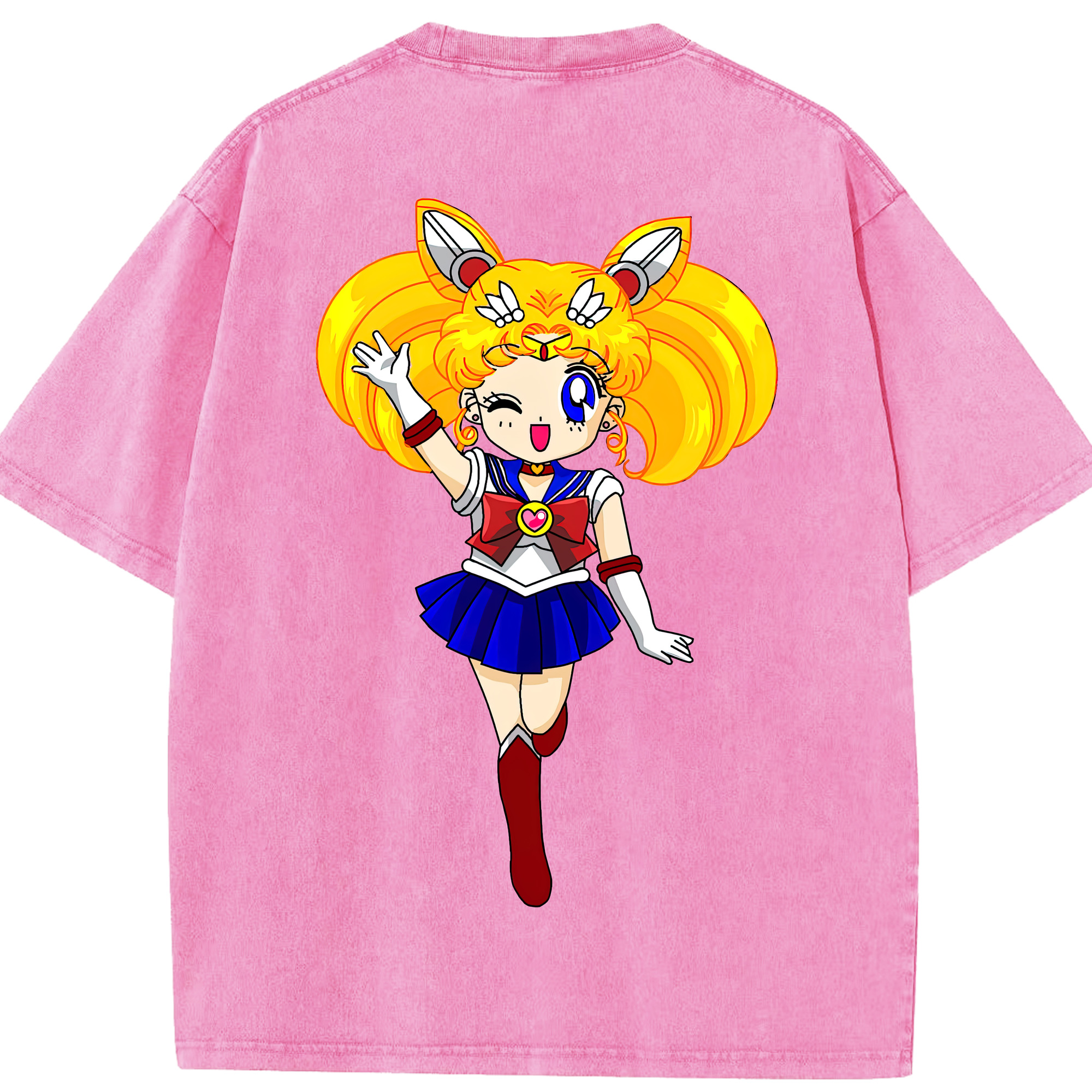 （画像用） 美少女戦士セーラームーン 月野 うさぎ つきの うさぎ Sailor Moon Tsukino Usagi 綿100% ヴィンテージ風 半袖Tシャツ（背面プリント）